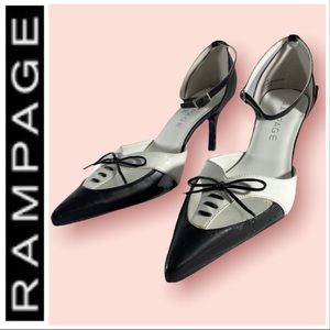RAMPAGE Black & white ankle strap heels 8M